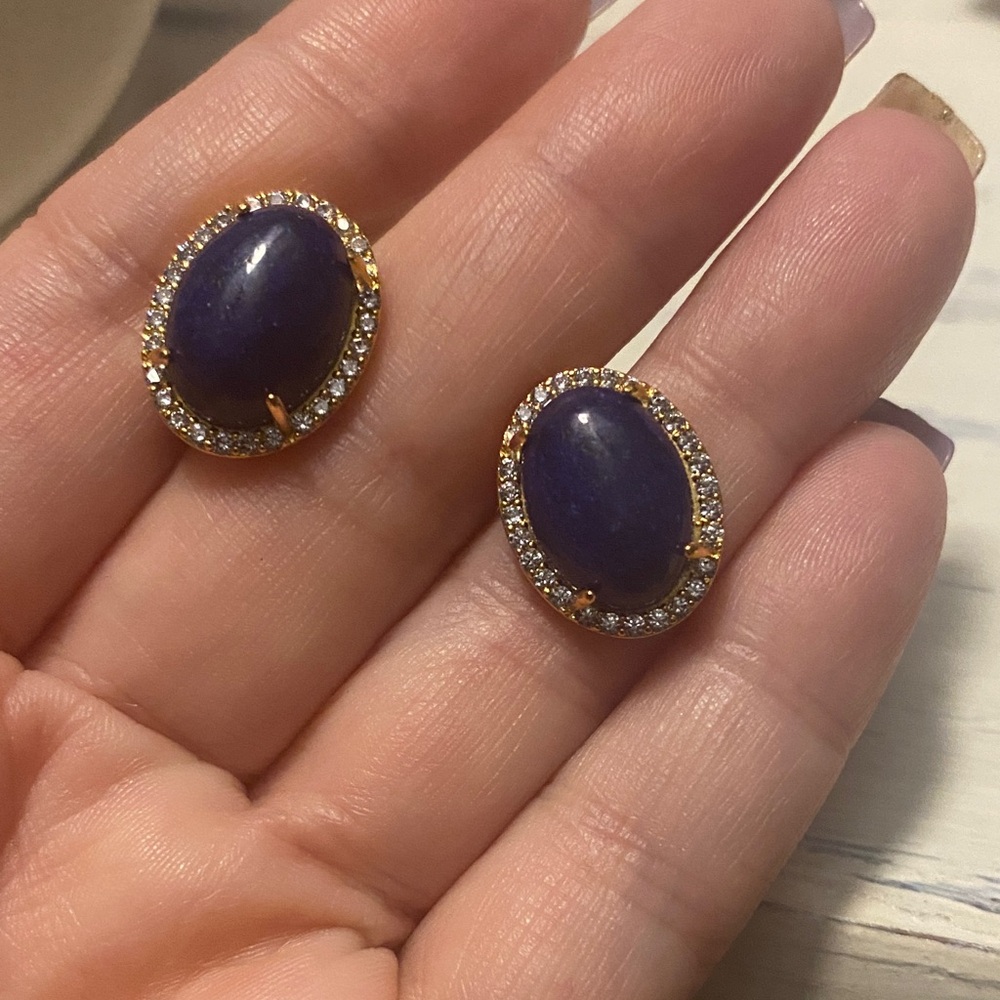 Lapis Gold Stud Earrings